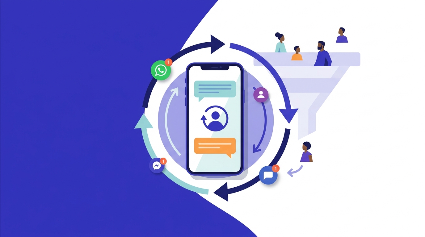 Entrepreneur africain relançant ses clients sur WhatsApp et Facebook avec des visuels de retargeting générés par IA
